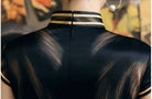 Mulberry silk, High-end  long  black Qipao dress