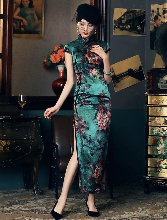 Green Qipao with Accessories
