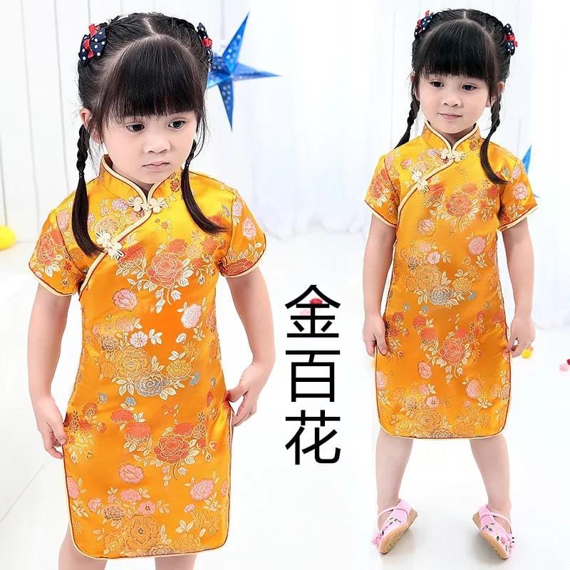 Chinese traditional dress, Chinese retro style Qipao dress for little girls