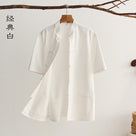 chinese dress shirt Tang suit shirt, kung fu outfit, Chinese traditional clothing XL / White Cute Girls Summer Dresses Elevate your style with Color:GOLD & SILVER Sexy Blue Front Slit