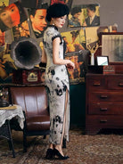 Natural silk, Chinese ink painting, High-end long Qipao