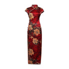 Mulberry silk, Floral pattern, High-end long Qipao