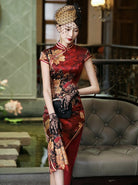 Mulberry silk, Floral pattern, High-end long Qipao