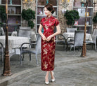 Plus size Qipao collection, plum blossom, brocade fabric long Qipao 