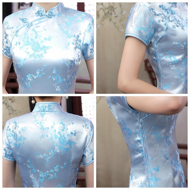 Plus size Qipao collection, plum blossom, brocade fabric long Qipao 