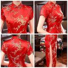 Plus size Qipao collection, plum blossom, brocade fabric long Qipao 