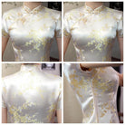 Plus size Qipao collection, plum blossom, brocade fabric long Qipao 