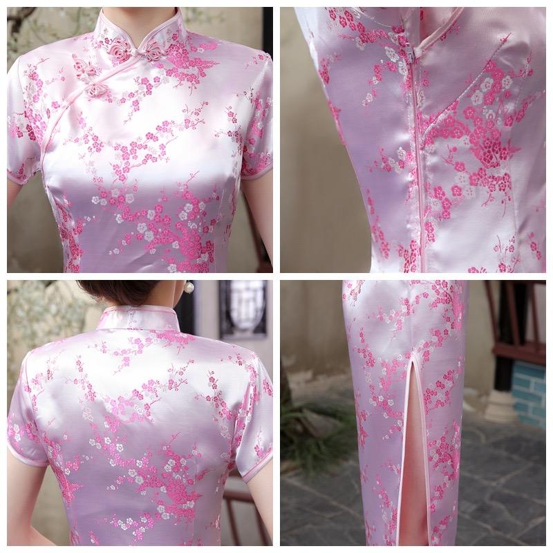 Plus size Qipao collection, plum blossom, brocade fabric long Qipao 