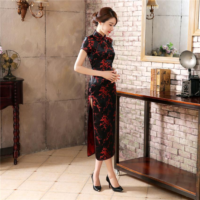 Plus size Qipao collection, plum blossom, brocade fabric long Qipao 