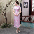 Plus size Qipao collection, plum blossom, brocade fabric long Qipao 