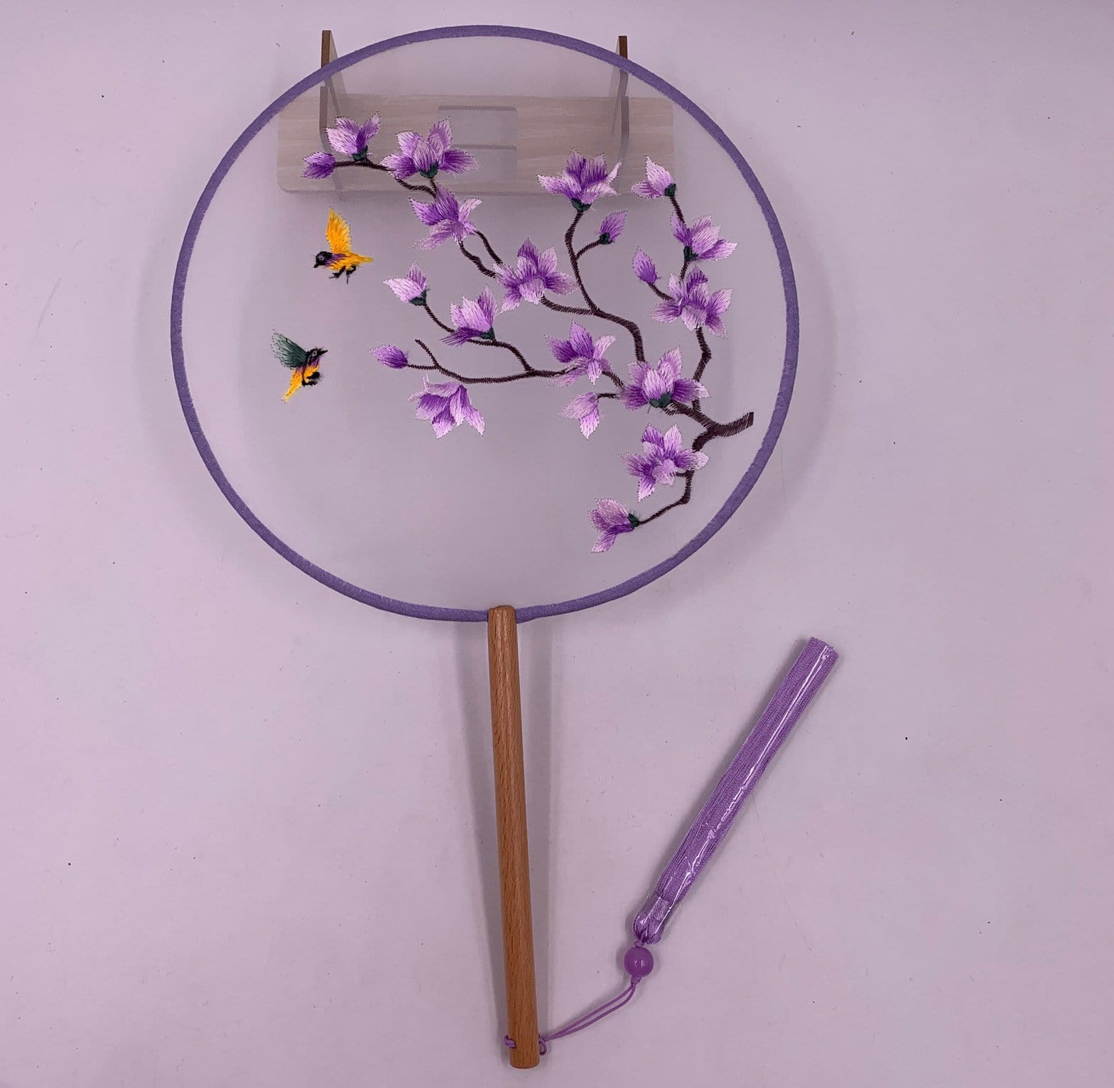 Beth and Brian Qipao- XD Machine-embroidered, double-sided embroidery Hand Fan, Chinese Hand Fan