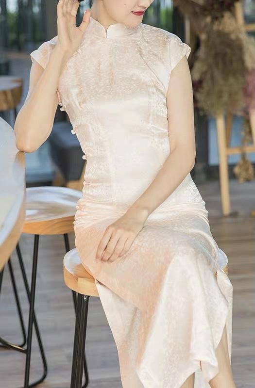LUAN Silk Shirts for Women Cheongsam Style Qipao Tops Floral Short Sleeve C  トップス