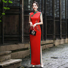 Floral embroidery, satin fabric long Qipao 