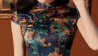 Floral pattern, artificial silk long Qipao