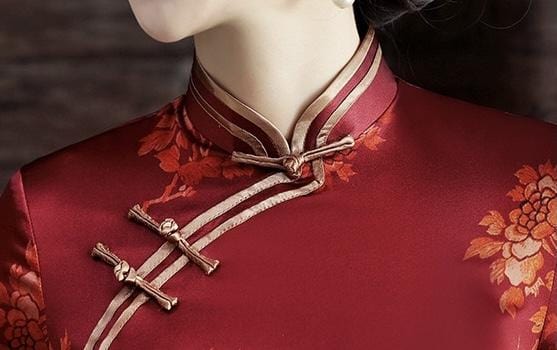 Crane pattern, mulberry silk, short Qipao