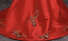 Floral Sequined, twill satin fabric, red fishtail Qipao