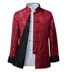 red dress coat men Chinese Reversible Tang suit Jacket, Wedding Tang suit jacket L / Wine Red/Black Material: Lace New from Emily Temple Our tailors are ready 2 Pc Suit- Jacket & Trouser:Half Canvas | Hand Made at +$100 USD extra