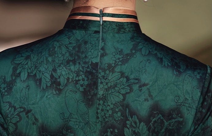 Beth and Brian Qipao - GSJ Floral pattern, acetate fabric long Qipao