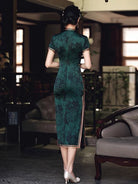 Beth and Brian Qipao - GSJ Floral pattern, acetate fabric long Qipao