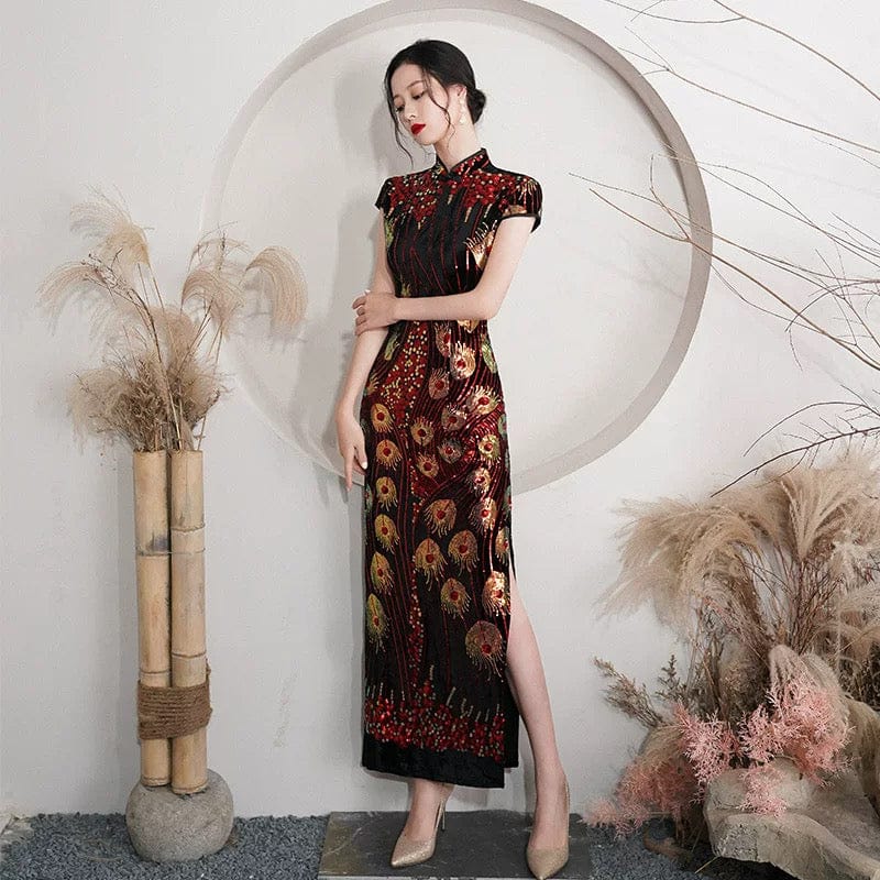 Beth and Brian Qipao-XYG Sequins Chinese prom dress, Sequins Chinese evening Qipao
