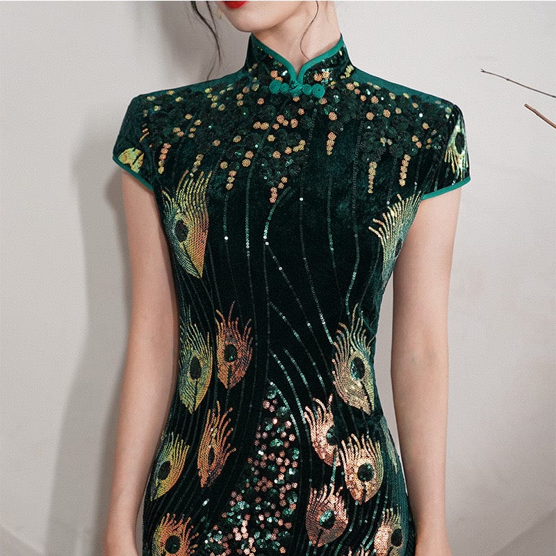 Beth and Brian Qipao-XYG Sequins Chinese prom dress, Sequins Chinese evening Qipao