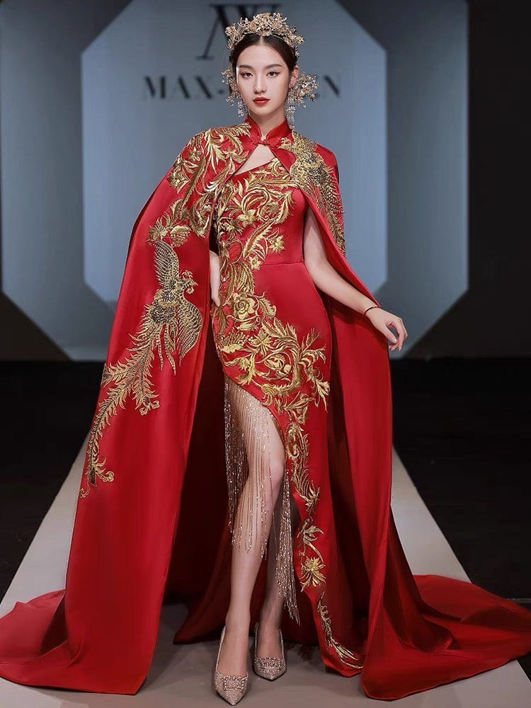 Red carpet Cheongsam, Wedding Qipao Cheongsam, high-end Chinese dress –  Beth and Brian Qipao