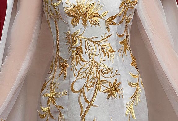 Beth and Brian Qipao-ZGX Floral embroidery, high-end fish tail Qipao, luxury Chinese dress