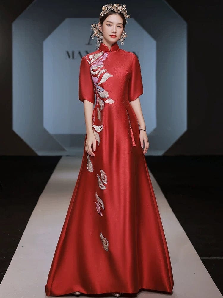 Luxury Cheongsam, high-end Chinese dress, Oriental Style Red Host Gown –  Beth and Brian Qipao