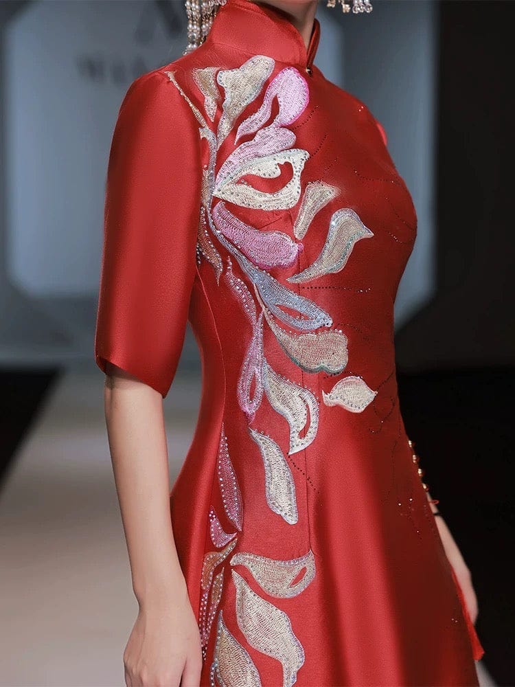 Beth and Brian Qipao-ZGX Floral embroidery, high-end fish tail Qipao, luxury Cheongsam