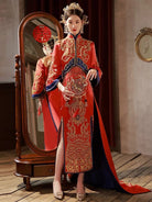Beth and Brian Qipao-ZGX High-end bridal Qun Kwa, Bead embroidery, Chinese luxury Qun Kwa