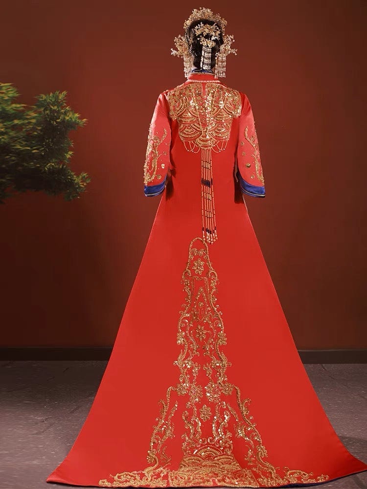 Beth and Brian Qipao-ZGX High-end bridal Qun Kwa, Bead embroidery, Chinese luxury Qun Kwa