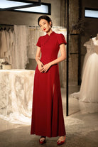 Beth and Brian Qipao - SDX Modern style, butterfly mesh fabric, floor length wedding Qipao