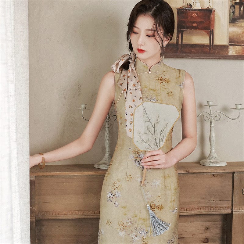 Beth and Brian Qipao-SJT sleeveless midi Qipao