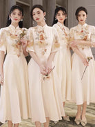 Beth and Brian Qipao - ABE Chinese modern style, tea ceremony midi Qipao