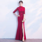 Beth and Brian Qipao-YNX Floral embroidery, mermaid wedding Qipao