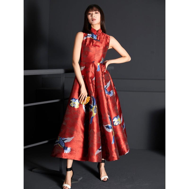 Chinese modern style high end brocade long Qipao