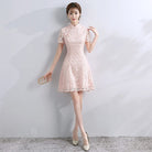 Beth and Brian Qipao -YHY Floral pattern, A line, lace short Qipao