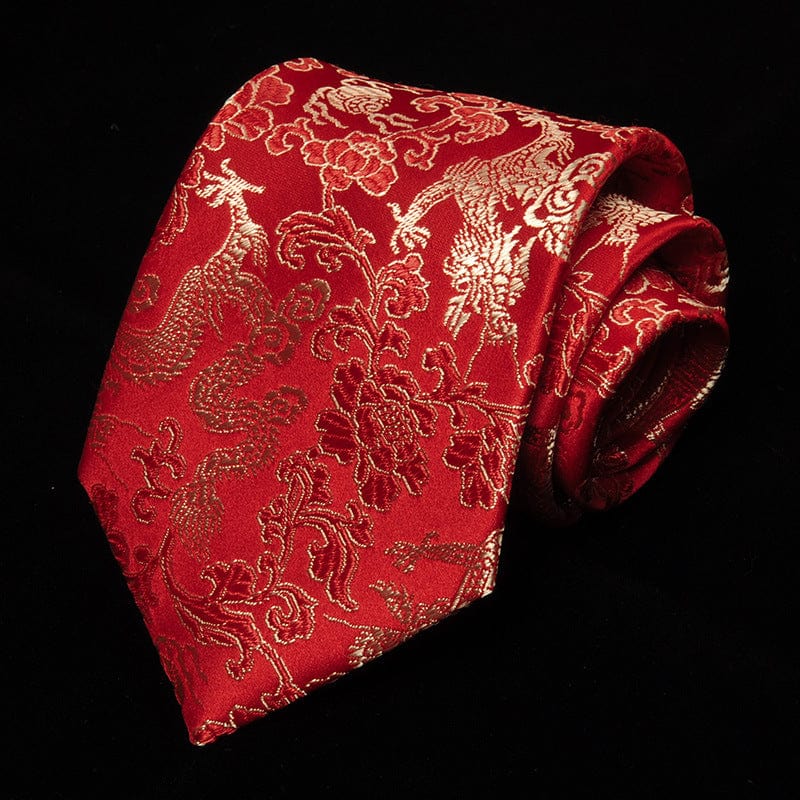 Beth and Brian Qipao-QBJ Dragon embroidery, Chinese Style Men's tie