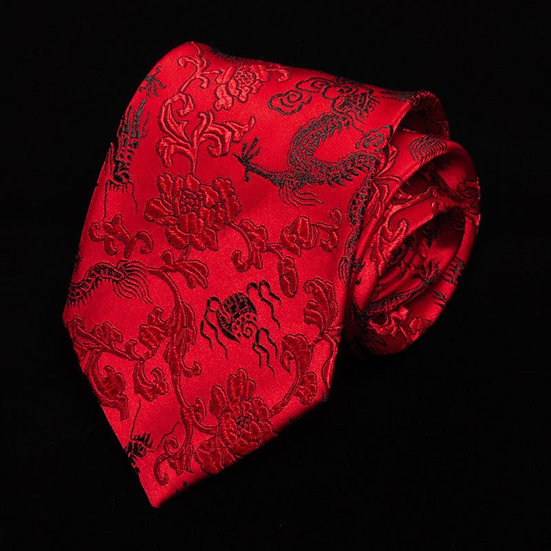 Beth and Brian Qipao-QBJ Dragon embroidery, Chinese Style Men's tie