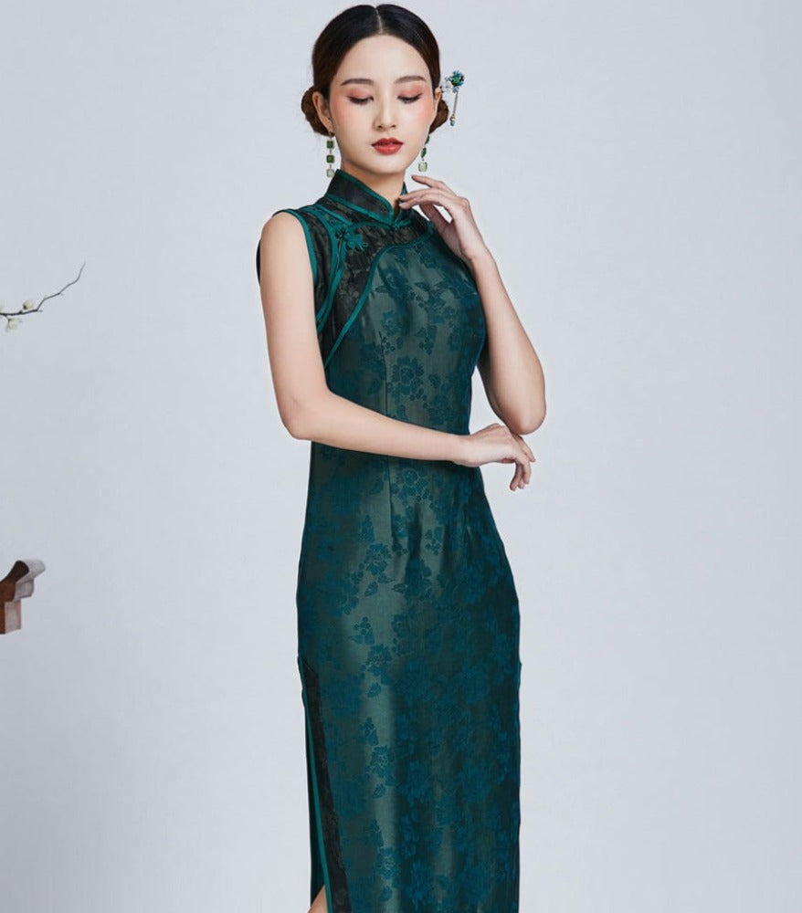 Beth and Brian Qipao-DFSY 19 mome mulberry silk, High end long Qipao