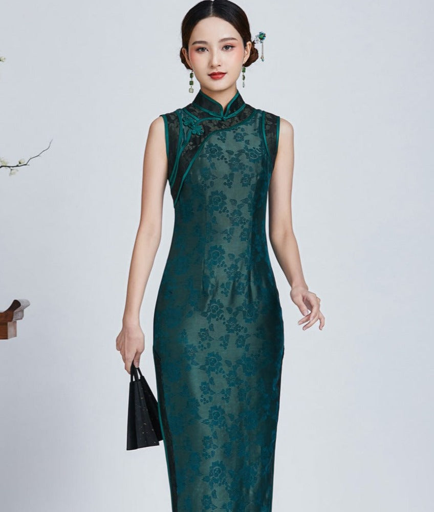 Beth and Brian Qipao-DFSY 19 mome mulberry silk, High end long Qipao