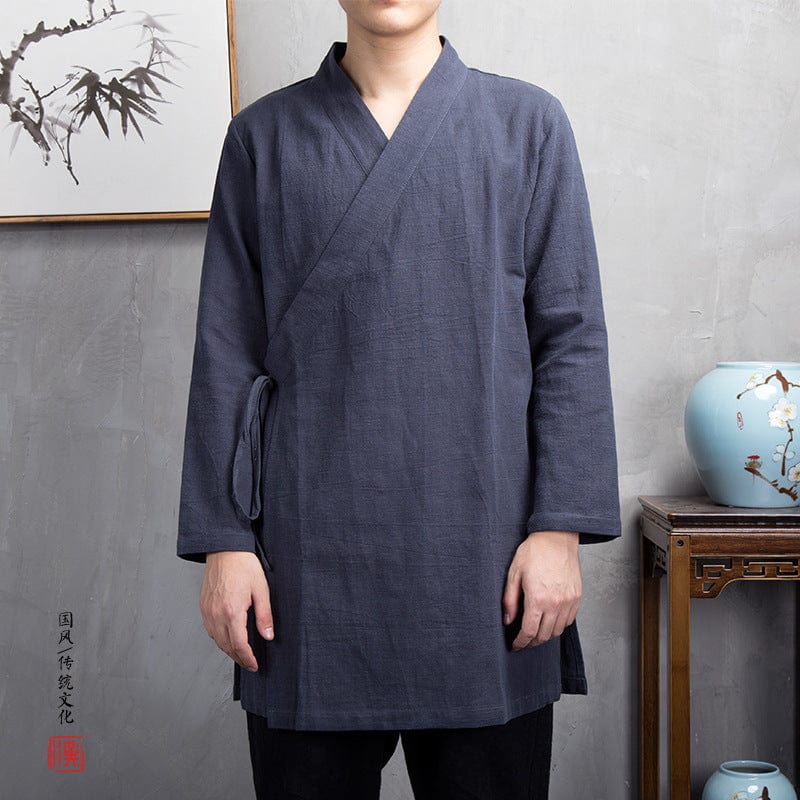 Beth and Brian Qipao - MX Cotton and linen fabric, Chinese Tang Suit shirt, Daoist robe