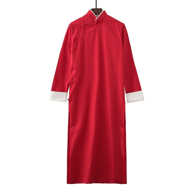 Beth and Brian Qipao - YTTZ Cotton fabric, Chinese Tang suit set and Crosstalk gown