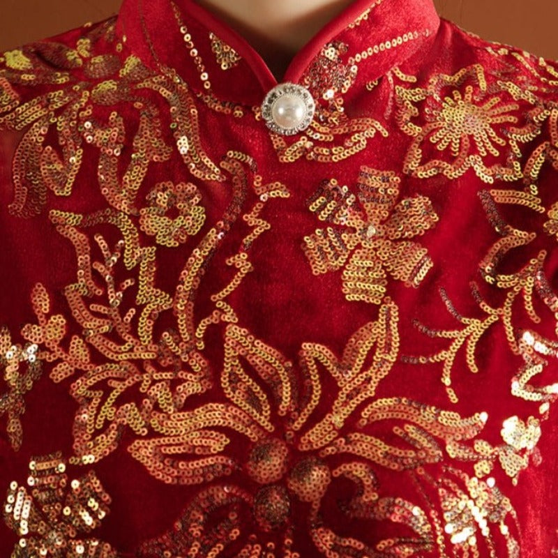 Beth and Brian Qipao-XYG Sequins Chinese prom dress, Sequins Chinese evening Qipao