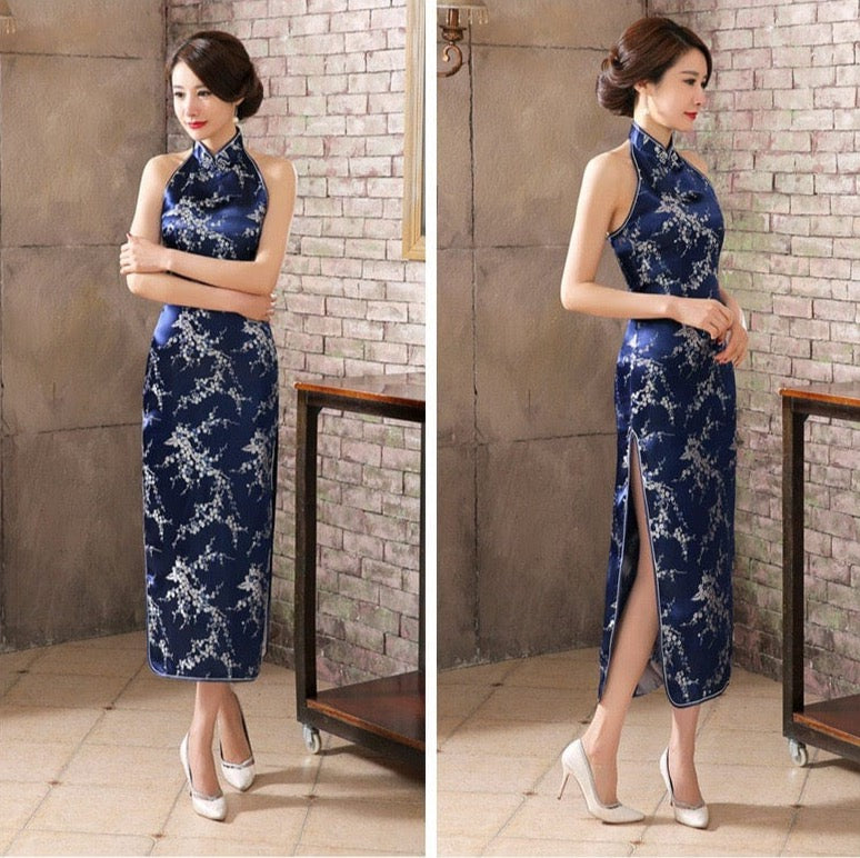 Beth and Brian Qipao- JX Chinese modern style, backless long Qipao