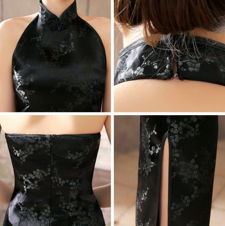 Beth and Brian Qipao- JX Chinese modern style, backless long Qipao