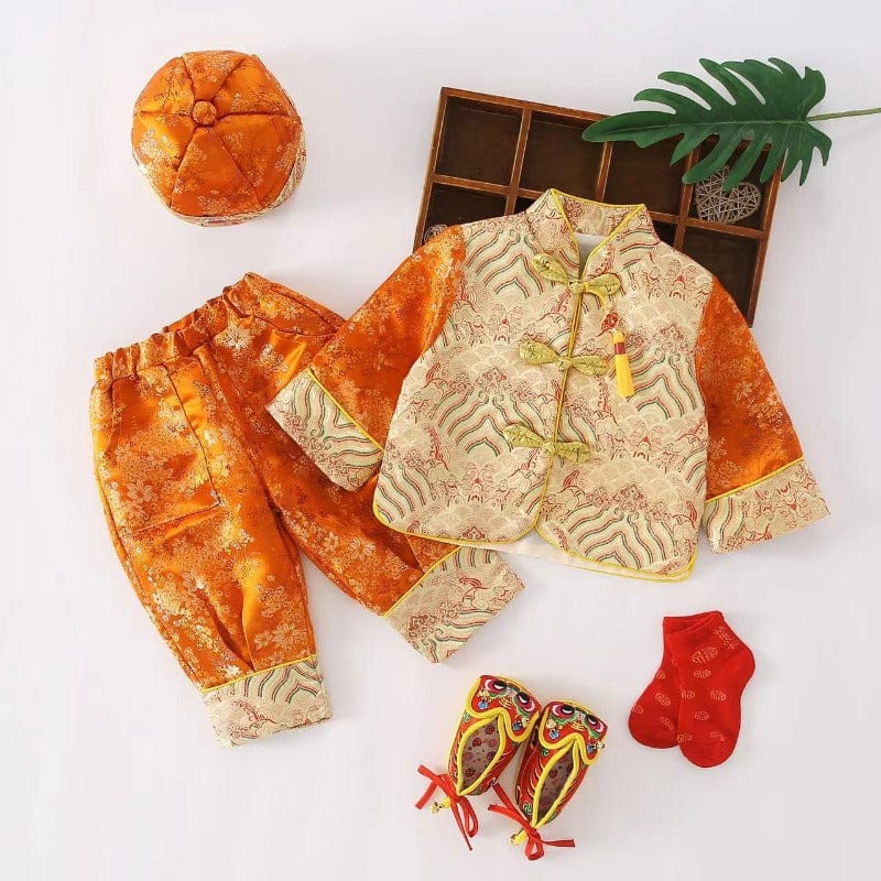 Beth and Brian Qipao- ZYX Chinese outfit for baby, imperial style baby Tang Suit set