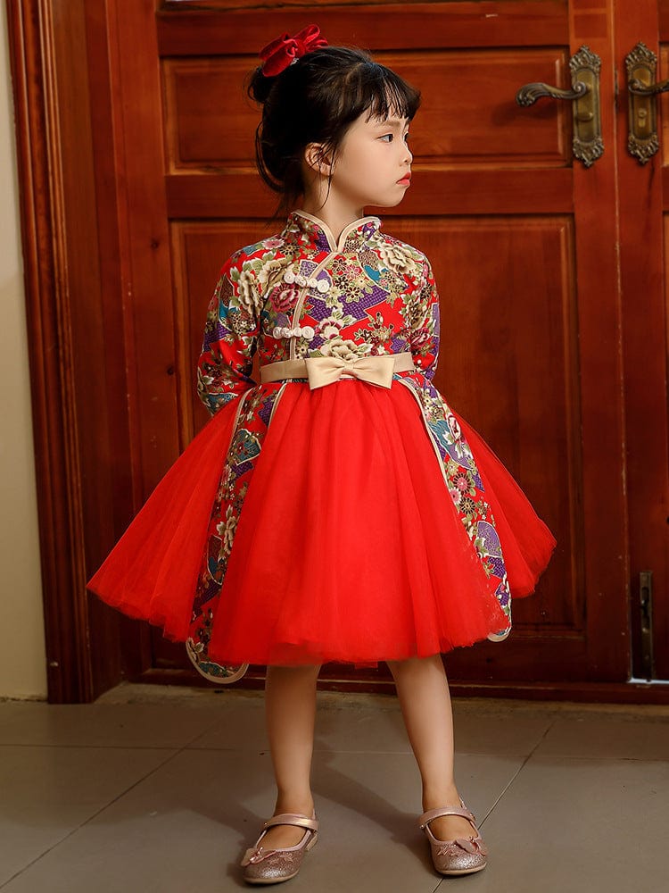 Beth and Brian Qipao-MLS Children Qipao dress, floral pattern Qipao dress for little girls