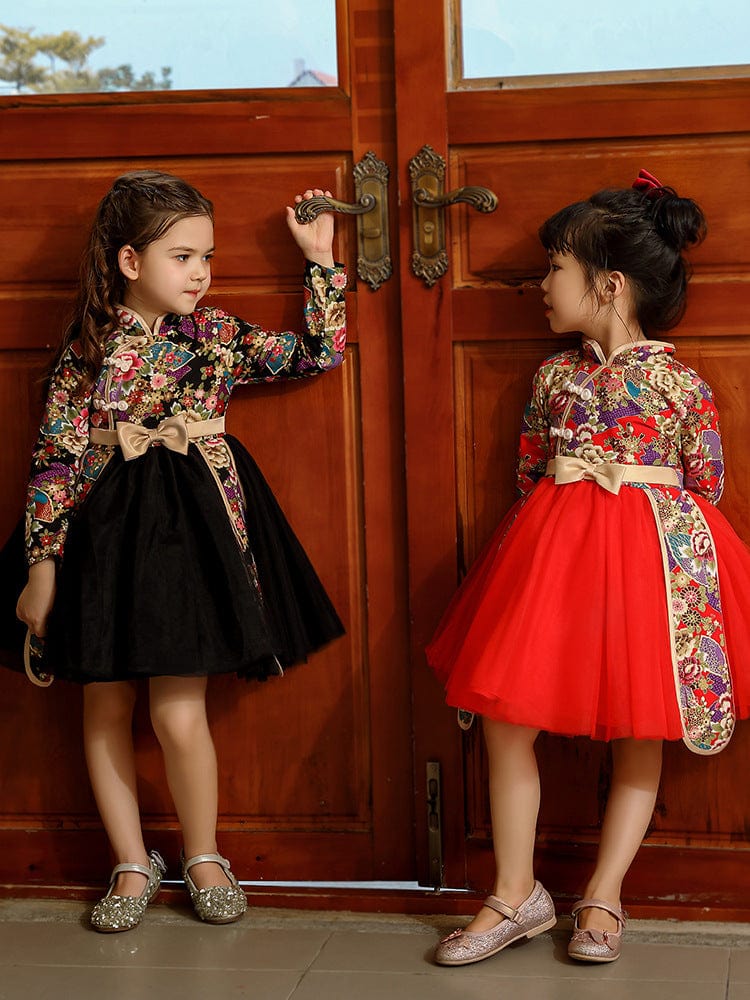 Beth and Brian Qipao-MLS Children Qipao dress, floral pattern Qipao dress for little girls