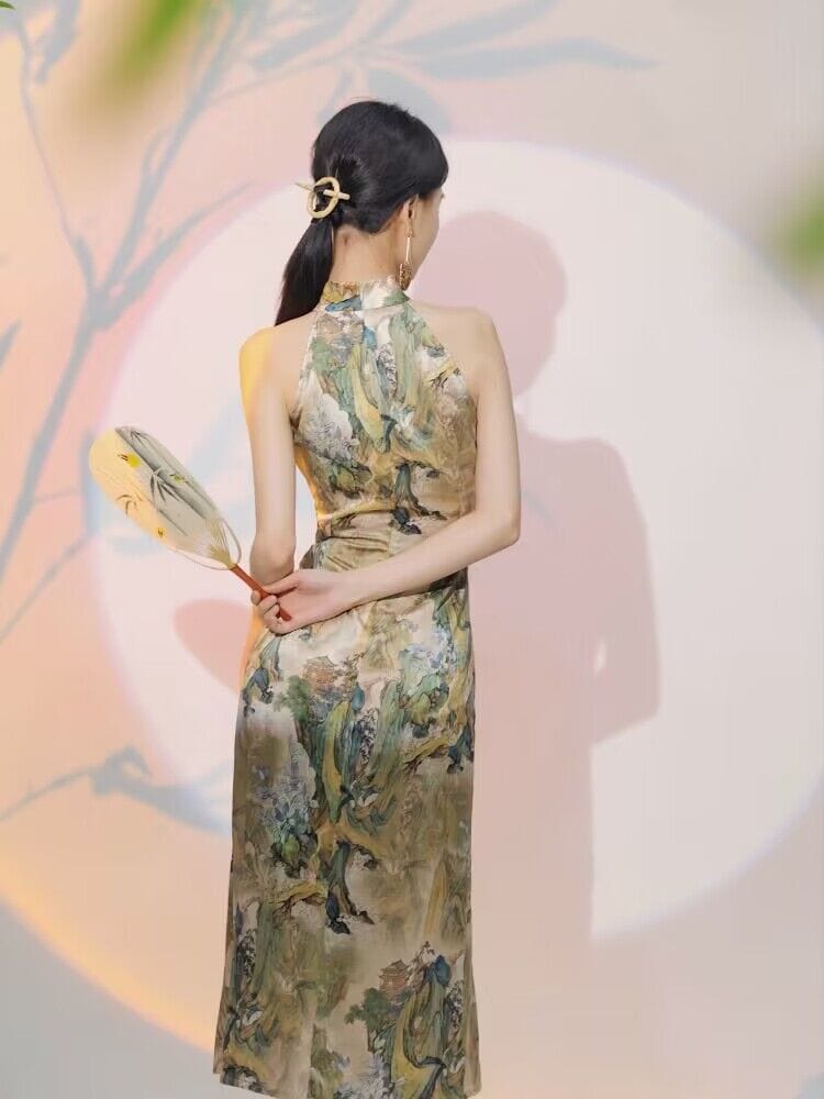Beth and Brian Qipao-YE New Chinese style ( 新中式 ), artificial silk midi Qipao